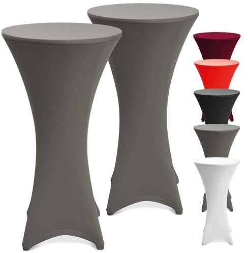 Beautissu 2er Set Stretch Stehtisch Husse Anthrazit Ø 60-65 cm Stella – Verstärkung im Fußbereich & 40°C waschbar, rutschfest & bügelfreie Husse für Stehtisch & Bistrotisch als Tisch-Überzug