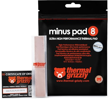 Thermal Grizzly Minus Pad 8 2x 120x20x1,0 mm Wärmeleitpad GPU, RAM, SSD | Bewährte Wärmeleitfähigkeit, hohe Kompressibilität, elektrisch nichtleitend, RAM, VRAM, Mainboard, Elektronik, PC-Komponenten