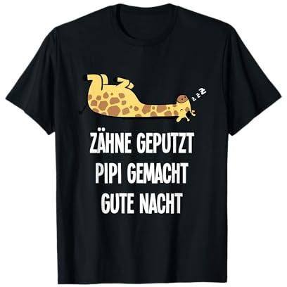 Lustige Pajama Designs für Damen und Herren - Giraffe Schlafshirt T-Shirt Schwarz S