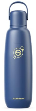 Sodastream 0,9L Fizz&go COOL Edelstahlflasche - Kompatibel mit DUO, E-DUO, TERRA, ENSO, ART, GAIA Wassersprudler, doppelwandige isoliert, hält bis zu 12H warm & kalt, Farbe: Storm Blue, 1er-Pack