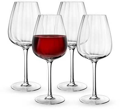 Villeroy & Boch - Rose Garden Rotweinglas Set 4-teilig 200 ml Klar, Spülmaschinenfest, Rotweinkelch, Geriffelte Weingläser, Rotwein Glas, Gläser Set für Wein, Aperol oder Aperitif, Kristallglas