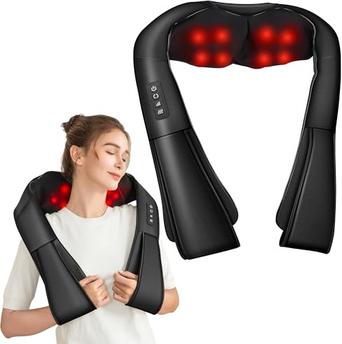 Brelley Massagegerät, Nackenmassagegerät mit Wärme 3D Massage, Rückenmassagegerät, Shiatsu Massage für Nacken, Rücken, Beine, Geschenke für Frauen, Männer