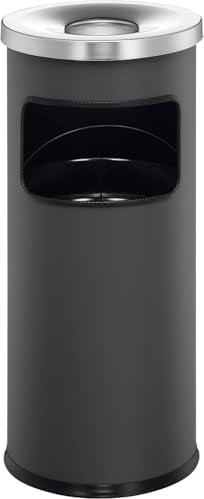 Durable Papierkorb Safe mit Ascher und Flammenlöschkopf, rund, anthrazit, 333258, 17 Liter