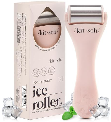 Edelstahl Kitsch Eisroller für das Gesicht - Hautpflege Werkzeug zur Linderung von Irritationen & Schwellungen - Sanfter Gesichts-Eisroller für empfindliche Haut - Pink