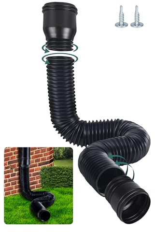 BKITC Dachrinne Flexible Fallrohr Verlängerung, Rundes Verlängerung für Fallrohr 80/100 mm, Regenrinne Fallrohrablauf Verlängerungsset, Fallrohr Schlauch von 47 bis 150 cm (Schwarz, 1 Stück)