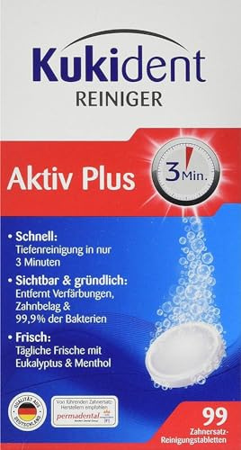 Kukident Aktiv Plus Express Reinigungsmittel, 3er Pack (3 x 99 St??ck)