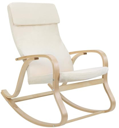 SONGMICS Sessel schwingsessel Schaukelstuhl Relaxstuhl beige LYY30M, 65 x 90 x 98 cm