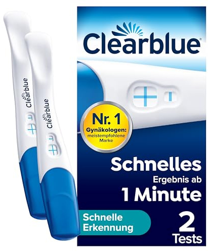 Clearblue Schwangerschaftstest, Schnelle Erkennung, Ergebnis innerhalb von 1 Minute, 2 Tests