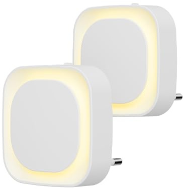 YUNLEX 2 Stück Nachtlicht Steckdose mit Dämmerungssensor, Dimmbare Steckdosenlampe als Nachtlicht Kinder, Nachtlampe für Kinderzimmer, Schlafzimmer, Babyzimmer, Flur, Küche, Badezimmer, Warmweiß