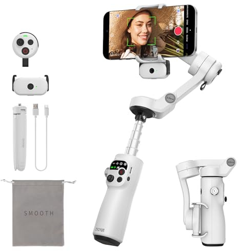 ZHIYUN Smooth Q5 Ultra Combo[Offiziell] Smartphone Gimbal, AI-Tracking, Sprachsteuerung, Fernbedienung, Integriertes Aufhelllicht/Verlängerungsstange/Stativ, 13.5H Akkulaufzeit, 3 Achsen Gimbal, Volg