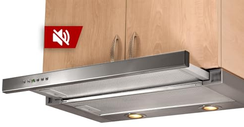KÜGERR patentierte Leisetechnologie | A100S60UP1G | 60cm leise Flachschirmhaube | ab 40 dB | Abluft - Umluft | 2 Jahre Garantie | Edelstahl | LED