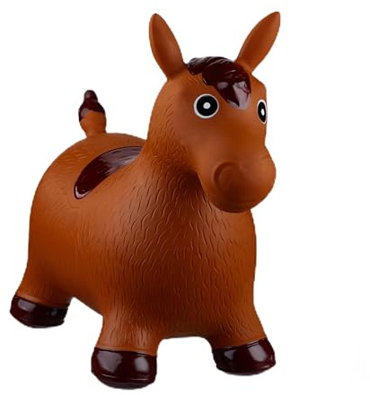 Relaxdays 10024991_93, braun Hüpftier Pferd, inklusive Luftpumpe, Hüpfpferd bis 50 kg, Hüpfpony BPA frei, für Kinder, Hüpfspielzeug, 48 x 26 x 58 cm