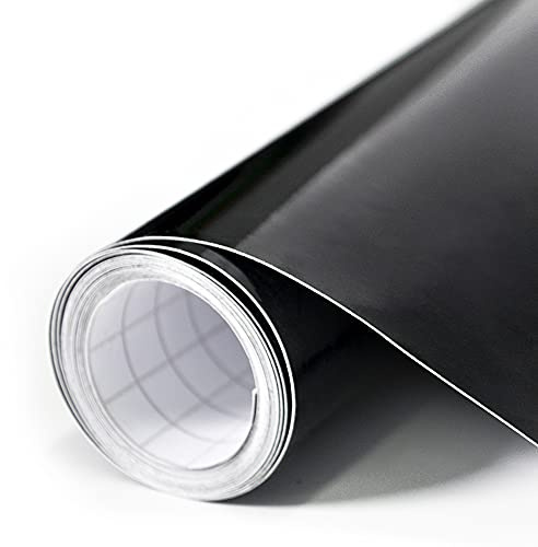 BangShou selbstklebend Autofolie 300 x 30cm Glanz Schwarz Autofolie, Vinyl Wrap DIY Auto Schutzfolie Dekorative (Glanz Schwarz)