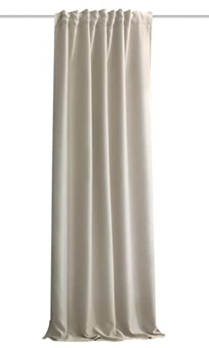 HOMEbasics | Akustikvorhang Uni | ACUSTICO | Lärm-, Hitze-, Kälte- und Zugluft-Schutz + abdunkelnd | Natur | 245 x 135 cm