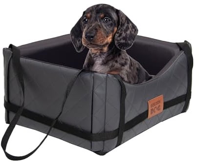 GoldenGroup Hundeautositz Kunstleder Hundesitz Hundebett Autokörbchen Hundedecke Hundekorb Transportbox Autositz Gesteppt für Rückbank Vordersitz L 65x53x27