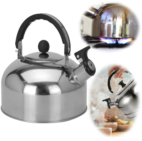 LS-LebenStil Edelstahl Flötenkessel 2,0L Camping Wasserkessel Pfeifkessel Teekessel Gasherd Gas Induktion Wasserkocher Wohnmobil Campingkocher Gaskocher