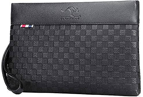 A-QMZL Handgelenktasche für Herren Handgelenk Handtasche Handgelenktasche PU Leder Großraum-Clutch mit Kartenfach Brieftasche Business Freizeit Bürohandtasche Geldbörsentasche für Männer
