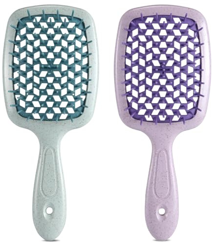 LORSEX Haarbürste 2er Pack, Entwirrbürste für Naturhaar für Verworrenes, Welliges, Lockiges Haar (Grün + Violett)