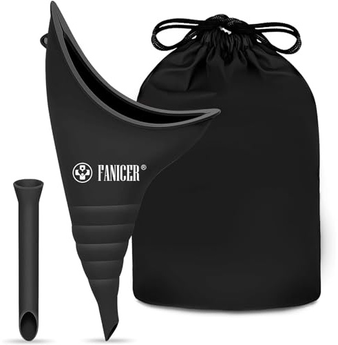 Urinella für Frauen, Pinkelhilfe für Frauen mit 1Stücke Pisntrichter, Tragbarer Wiederverwendbarer Urinal für Frauen. Ideal für Outdoor-Aktivitäten,Camping Toilette,Festivals,unterwegs.(Schwarz)