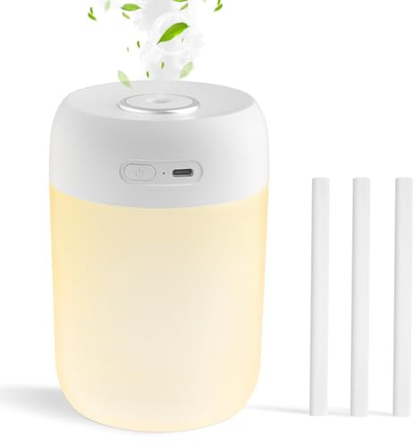 kissleaf 650ML Mini Luftbefeuchter für Schlafzimmer/Kinderzimmer/Pflanzen, 15H Lange Laufzeit 28dB Silent Air Humidifier Type-c Akku Elektrisch Raumbefeuchter(Warmes Licht 3)