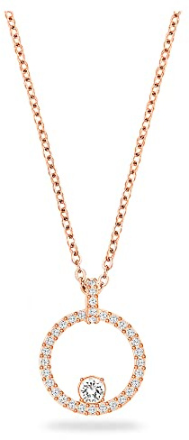 Swarovski Creativity Circle Damenhalskette, Rosé Vergoldete Kette mit Funkelnden, Weißen Swarovski Kristallen
