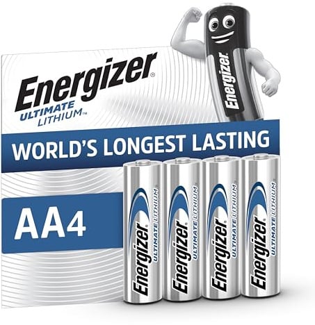 Energizer Ultimate Lithium Batterie AA (4 Stück) - Die langlebigste AA Batterien der Welt - 100% auslaufsichere Konstruktion - 100% plastikfreie Verpackung - 25 Jahre lagerfähig