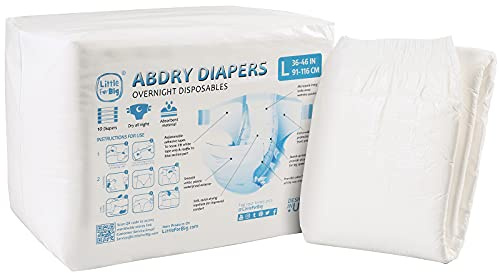 LittleForBig 5500-5800 ml Erwachsenen Windeln 10 Stück - ABDry Weiße Windeln (L)