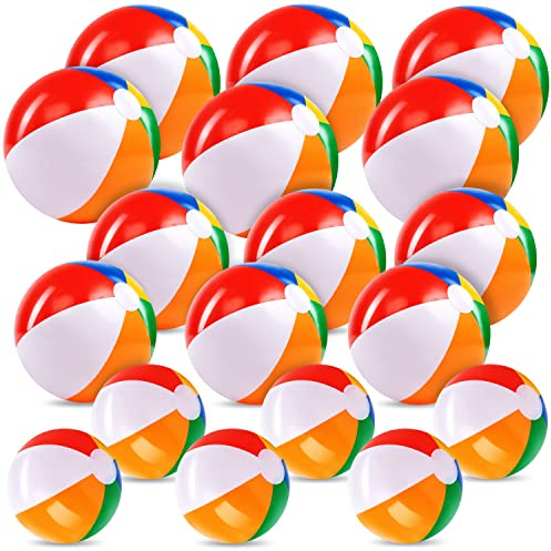 JOYIN Wasserball (18 Stück), Kombi-Set enthält 18 Aufblasbare Strandbälle in 50.8cm (6) und 30.48cm (6), Strand Balls Pool Party Spielzeug