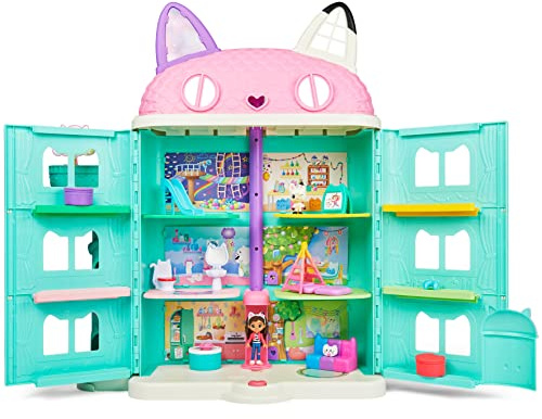 Gabby‘s Dollhouse, über 60cm großes Purrfect Puppenhaus mit Gabby und Panda Pfötchen Figur, 8 Möbelstücken, 3 Zubehörteilen, 2 Überraschungsboxen und Geräuschen, Geschenk für Kinder ab 3 Jahren