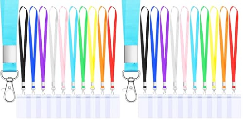 Weysoo Schlüsselbänder mit Kartenhalter, 10 Stück Umhängebänder Nylon Bunt Schlüsselband mit Drehbarem Metallclip für Ausweise