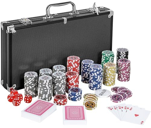 GAMES PLANET Pokerkoffer mit 300 Laser-Chips, Silver/Gold/Black Edition - Auswahl: Black