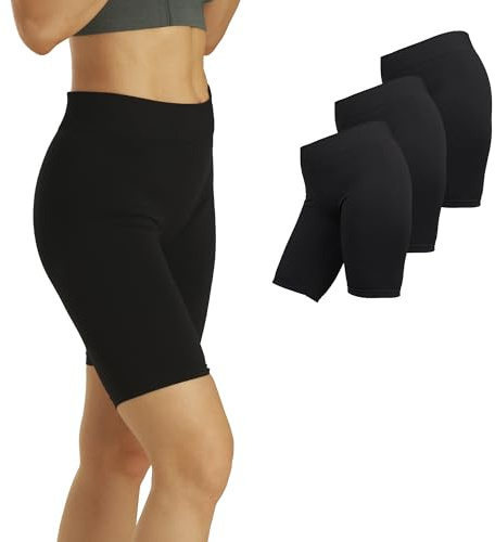 Basic Treasure 3er Pack Kurze Leggings Damen, Radlerhose Damen Kurz, Unterziehhose Unter Kleid Rock, Anti Scheuern Unterhose (3, Schwarz - Slim, XXL)