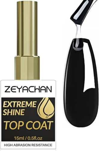 ZEYACHAN 15Ml Top Coat Gel UV Nagellack No Wipe Top Coat Glänzt - FüR NäGel FüR GelnäGel Nail Art ManiküRe Nageldesign - üBerlack NäGel UV
