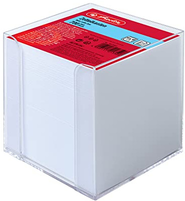 Herlitz befüllter Zettelkasten transparent, 9 x 9 x 9 cm, 700 Blatt, weiß, 1Set