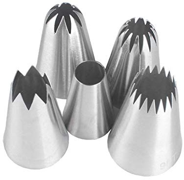 Pommee (1 Set of 5 Large Nozzles for Baking, Made of Stainless Steel, DIY Sets, Decorating Cakes)