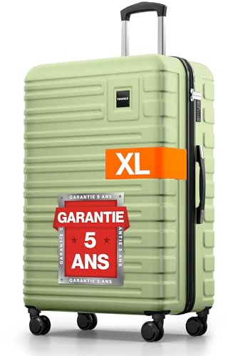 Travely Polycarbonat Koffer Groß 77cm XL - 100L Innenvolumen - 158cm Gurtmaß, sehr robuster Hartschalenkoffer mit sanften Rollen & TSA Schloss, Reisekoffer, Handgepäck Koffer, Reisekoffer mit Rollen