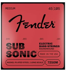 Fender Super 7250 Saitensatz für E-Bass, 045/105 Stärke, lange Skala, vernickelt