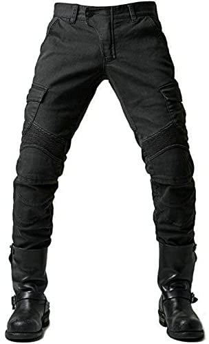 GEBIN Herren Motorradhose, Motorrad Jeans Biker Trousers, Sportliche Motorrad Hose Fahrrad Riding Schutzhose, Mit Protektoren Motorradhose (Black,XL)