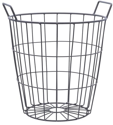 Agrarflora Drahtkorb 15 Liter, Ø300x340mm - Gartenkorb aus robustem Metall - stapelbarer Gitterkorb für Haus & Garten - Obstkorb, Erntekorb, Kartoffelkorb - Haushaltskorb mit Tragegriffen