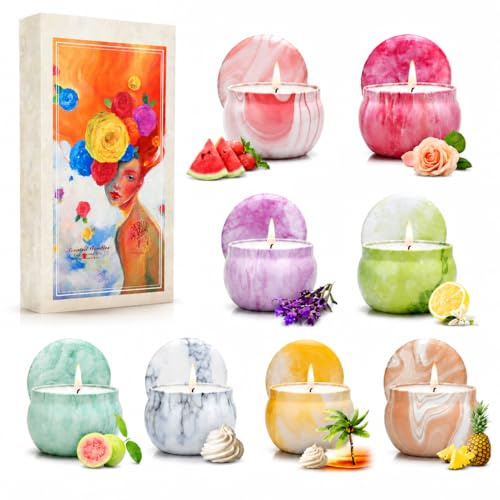 Geschenke für Frauen Duftkerzen Set zum Geburtstags Danke Kerzenset Geschenkset für Ihn und Sie aus Sojawachs in Dose Aesthetic Schöne Kerzen zum Verschenken
