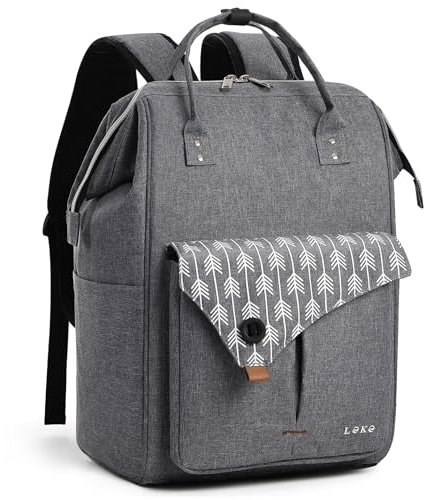 Lekesky Rucksack Damen Schultasche mit Laptopfach & Anti Diebstahl Tasche, 15.6 Zoll Laptop Rucksack Arbeitsrucksack Daypack(Grau)