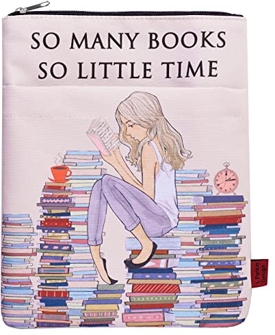 LParkin So Many Books So Little Time Buchhülle mit Reißverschluss, Bücher Umschlag Schutzhülle, Buchumschläge für Taschenbücher, 27,9 x 21,6 cm, Buchgeschenk für Mädchen