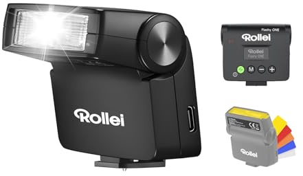 Rollei Flashy ONE Mini Kamera Blitz GN 16 mit LCD Display Recycle Zeit 0.01~2.5 s, Camera Flash Universal Kompatibel für Canon Nikon Sony Fujifilm Lumix Olympus, Mini-Blitz-Kamera-Flash-Aufsteckblitz