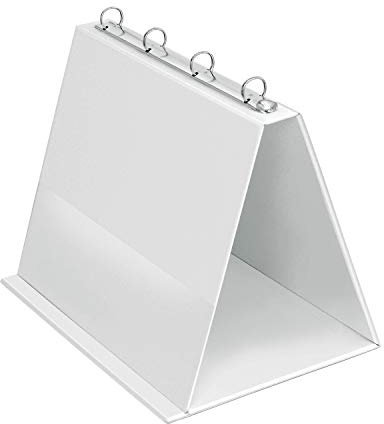 VELOFLEX - Tisch Flipchart DIN A4 Querformat mit 4-Ring-Mechanik | 10 Sichthüllen, 20 mm Füllhöhe, erweiterbar auf 40 Sichthüllen, Klarsichttasche, Aufstellkante