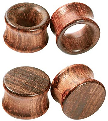 Crdifu 2 Paar Ohr Plug Flesh Tunnel Set aus Holz Double Flared Ohr Expander Piercing Schmuck(6-20mm).