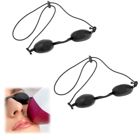 2 Stücke Solarium Brille, Augenschutz Solarium, Schutzbrille für Rotlichtlampe, Sonnenbank Brille für Schönheitsklinik Salon Nach Hause, IPL Behandlung LED Lichttherapie UV Schutz(Schwarz)