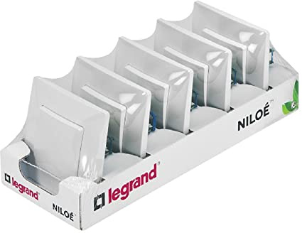 LEGRAND Packung mit 5 Schaltern, 10 A, Serie Niloé, Monoblock, kompletter Mechanismus mit Rahmen, Weiß, 396431