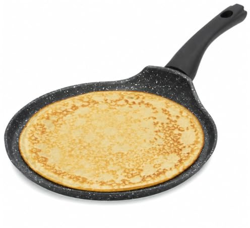 Blackmoor Home Pfannkuchenpfanne 26 cm – Antihaft-Steinbeschichtung, Cool-Touch-Griff, Induktion & Gas geeignet, flacher Crêpes-Tawa, Schwarz 67249