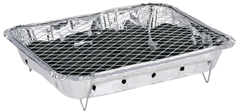 Alpina Einweggrill mit Holzkohle – Sofort Einsatzbereit – Kompakt und Tragbar – ca. 1,5 Stunden Brenndauer – Mit Grillrost – Ideal für Unterwegs