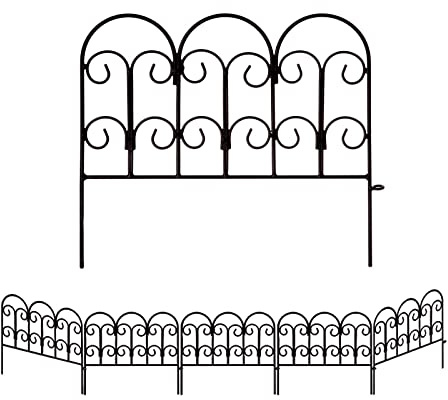 SCENDOR GARDEN 5er Set Gartenzaun, 45 x 40 x 0,8 cm Gartenzaun aus Eisen, Tierbarriere, Drahtzaun für den Hinterhof, Gartenbegrenzung, Blumenzaun, Außenzäune für die Landschaftsgestaltung